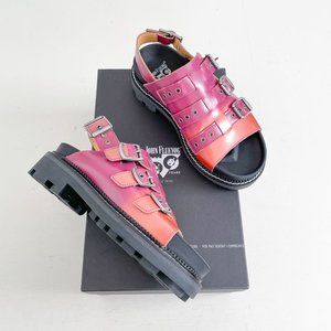 John Fluevog Purple & Orange Ombre 7th Heaven Ora Fisherman Sandals Rose Size 6